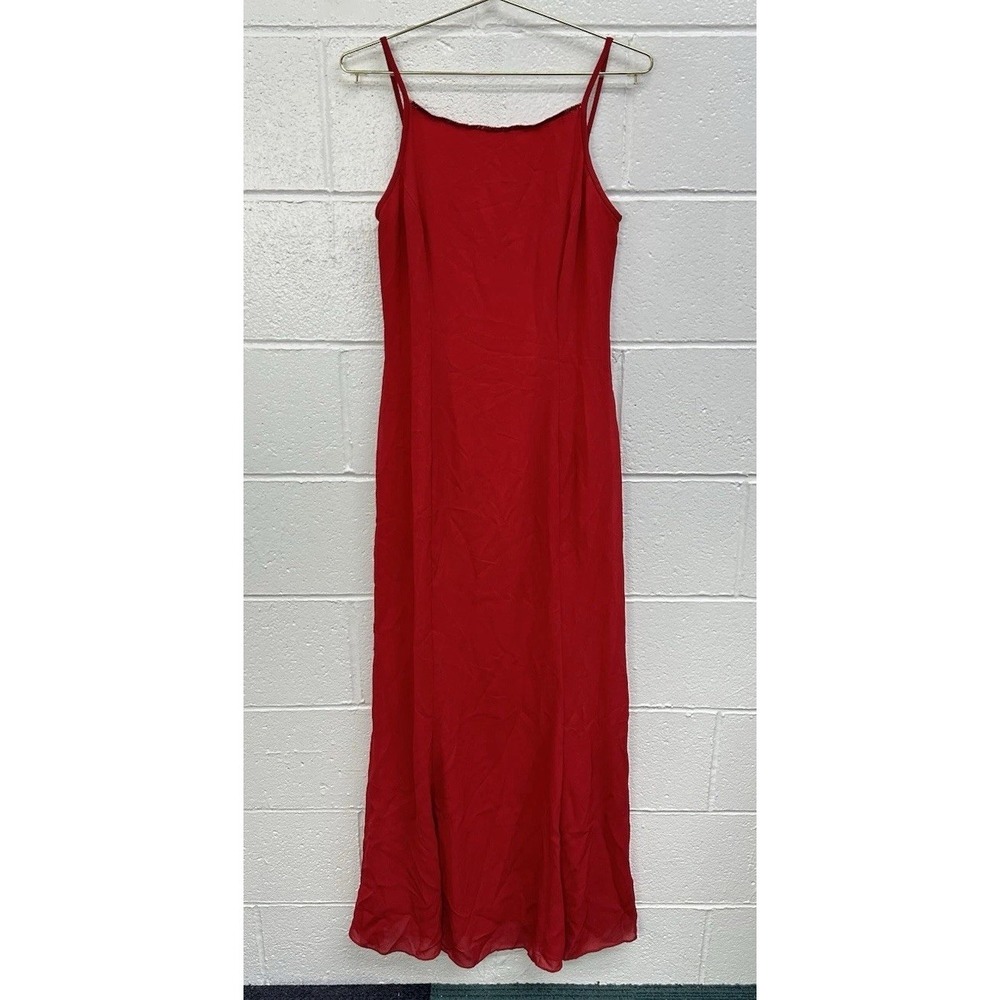 VTG Jessica McClintock Gunne Sax Red Long Sleeveless Dress High Neck USA Sz 7/8‎